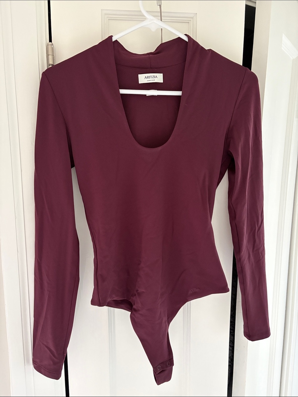 Aritzia Plum Scoop-Neck Long Sleeve Bodysuit